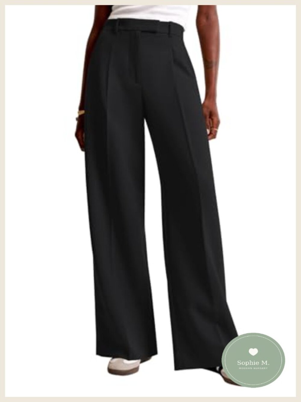 Women High Waisted Wide Leg Work Pants with Pockets